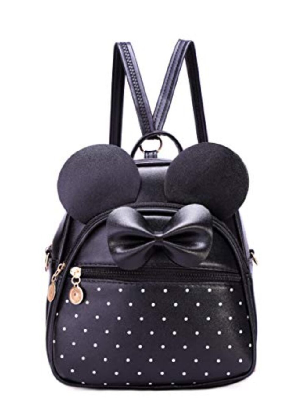 PU Leather Mini Backpack Convertible Shoulder Bag Purse Bowknot Polka Dot